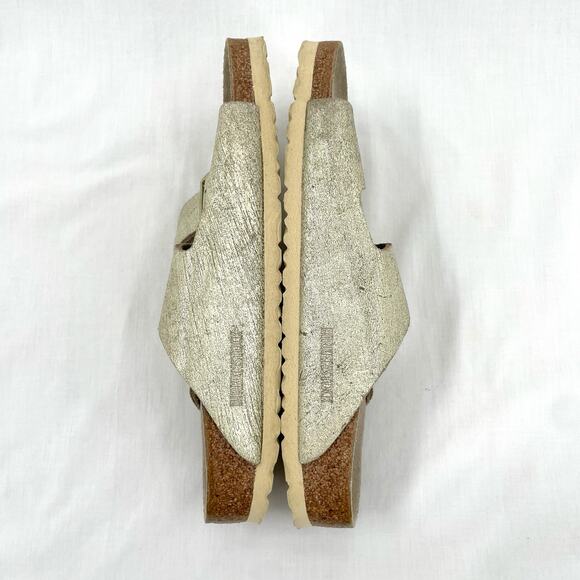 Birkenstock Arizona Sandal Washed Metallic Cream Gold Crackle Neutral Size EU 41 - Picture 2 of 11